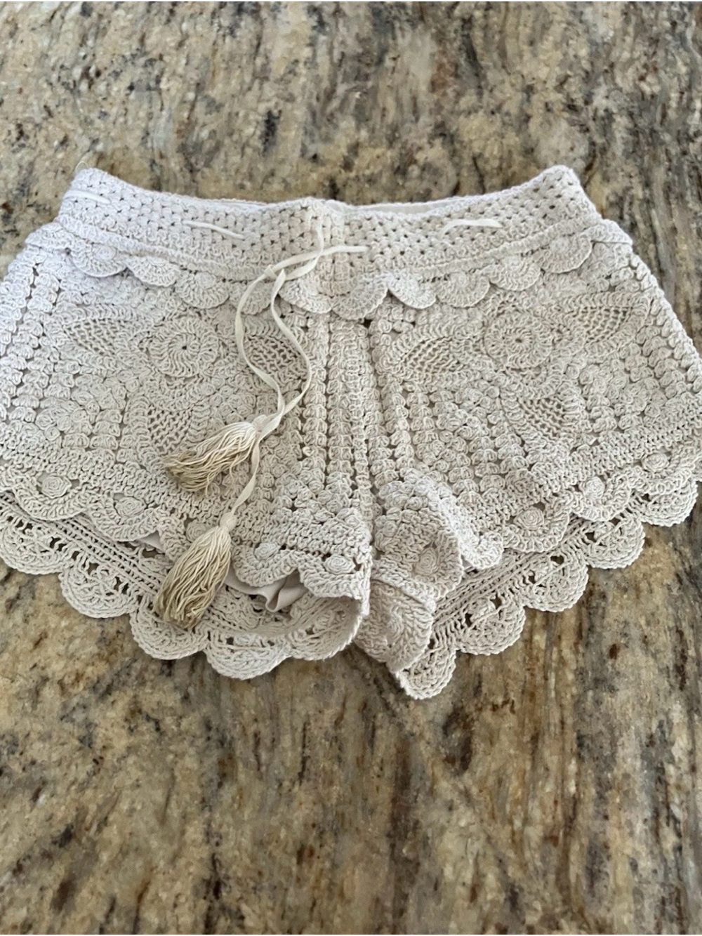 Surf Gypsy Cream Crochet-Trim Shorts